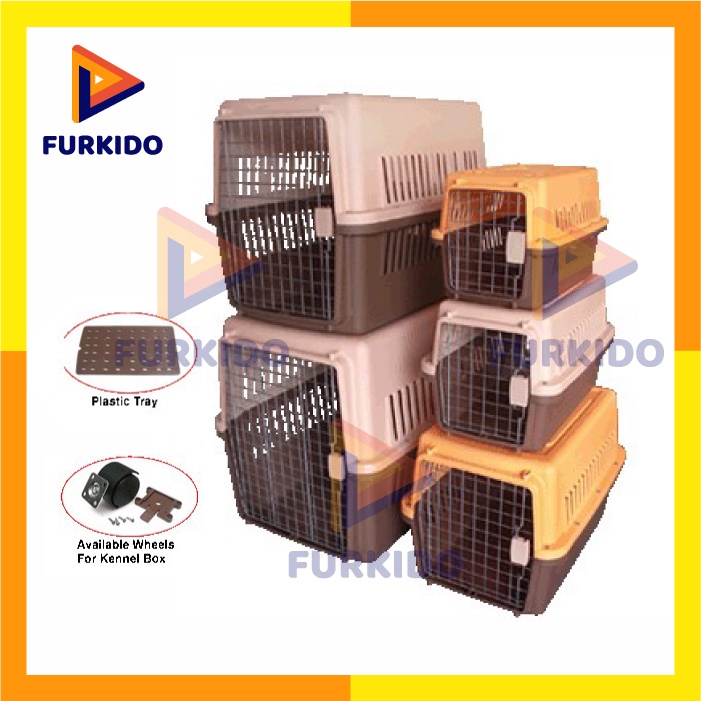 Pet Cargo Kennel Box Pet Carrier L KN-1050 Tray + Roda + Extra Besar