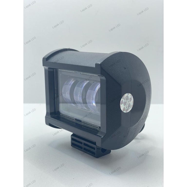 Lampu Tembak Sorot Daymaker T-5481 Mini 3 Mata LED Cahaya Putih 3 Mode Dekat jauh Kedip  + Lampu Tembahan Biru Atas Bawah