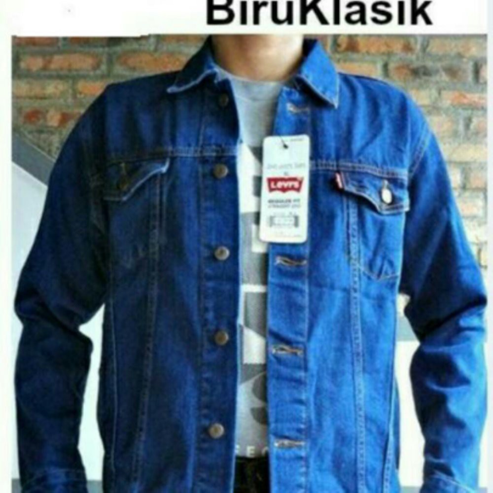 Jaket Jeans Pria Lengan Panjang Denim COWOK Murah Warna Biru Kualitas Impor Size M-XL