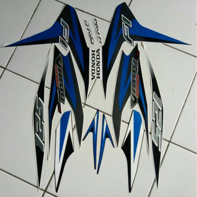 Stiker striping honda vario techno old 125 2012 putih biru