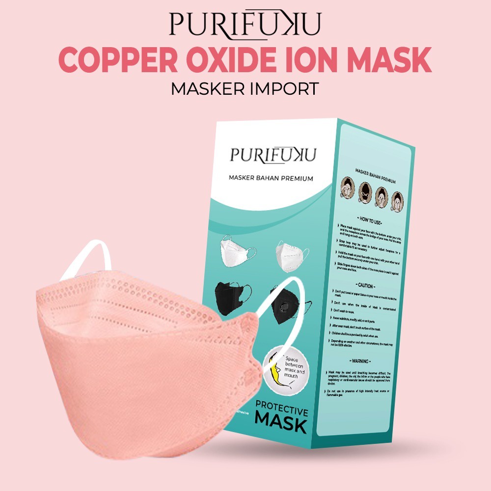 PURIFUKU - Masker Model KF94 Copper Oxide Ion Mask 5 Pcs / 1 Box 10 Pcs / 20 Pcs Korean Style 4ply -