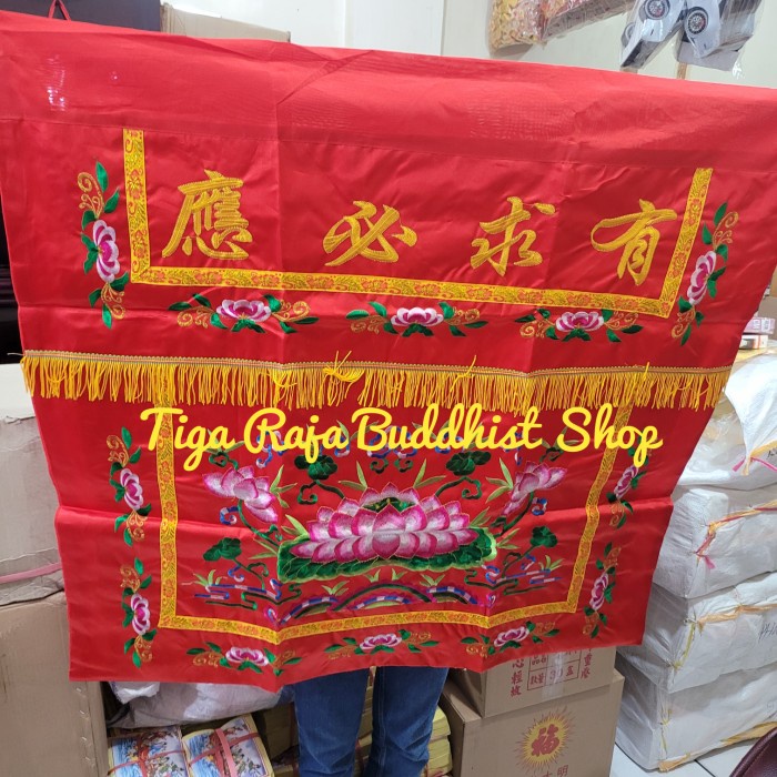 Towi Meja Altar - Towie Kain Altar Sembahyang Premium Teratai