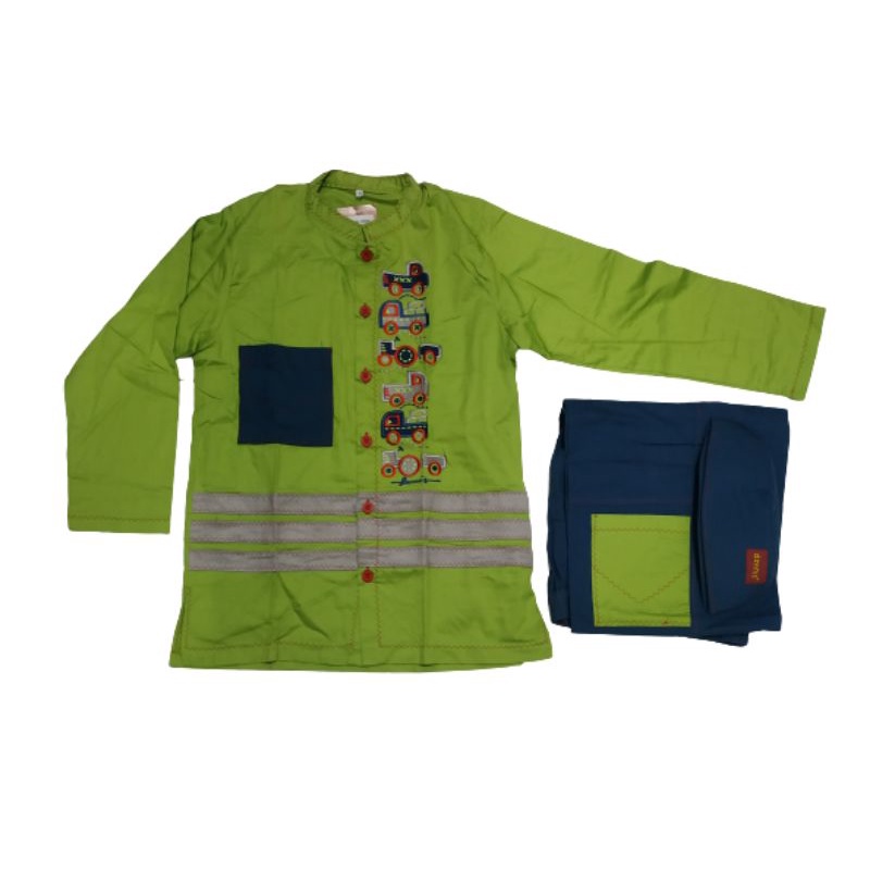 Dannis Set Koko Anak Hijau Emerald 11 Truck Biru