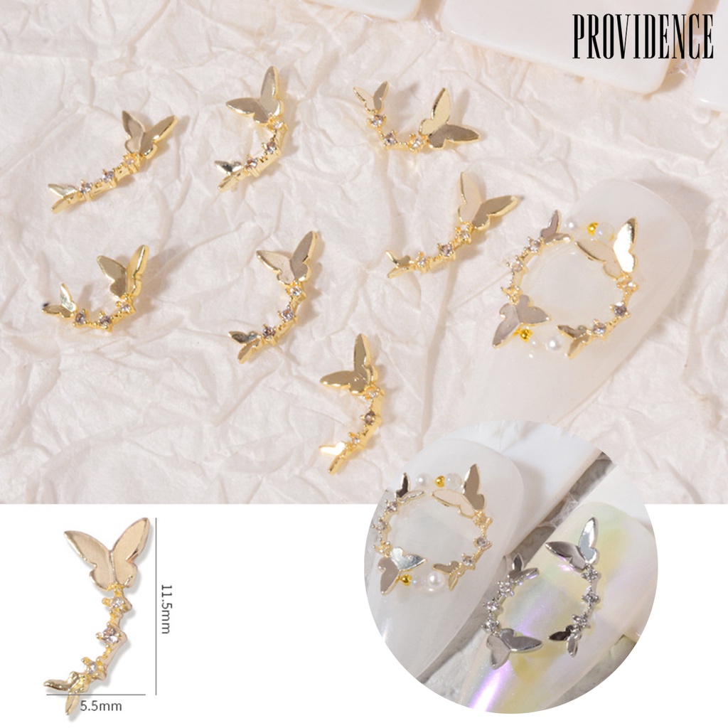 Providence 2Pcs/Set Nail Butterfly Ornament Non-Drop 3D Effect Mini Shiny DIY Gloss Nail Butterfly Drill for Manicure