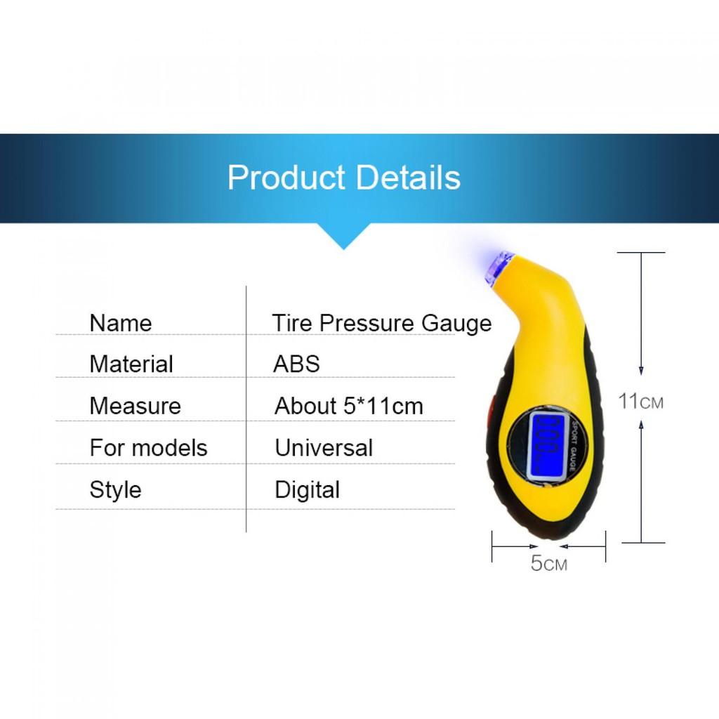 Manometer Tekanan Ban Mobil Digital Tire Gauge LCD Barometers - 1412