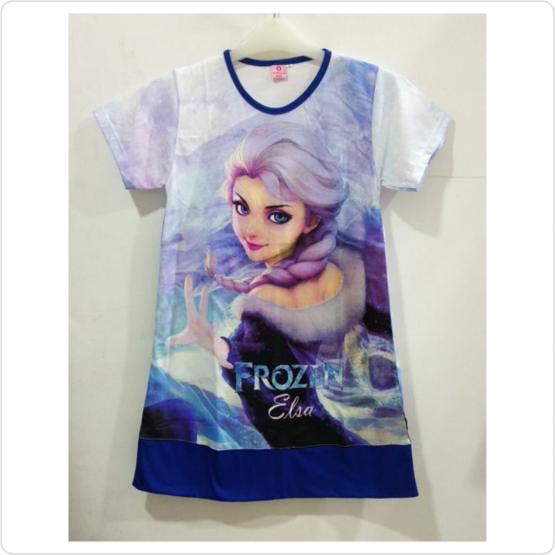 dress / daster anak perempuan usia 9tahun - 10tahun gambar frozen