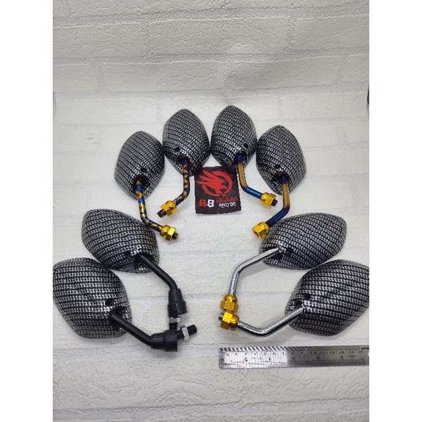 Spion Beat Karbon Mini Gagang Twotone - Spion Variasi Honda Beat Vario Scoopy Supra dan lainnya