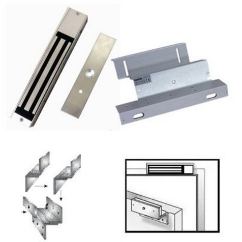 Electric Magnetic Lock on Glass Door Kaca 280 kg 600 lbs ZL bracket for