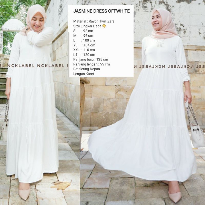 JASMINE DRESS POLOS PUTIH WHITE ORI NCK LABEL