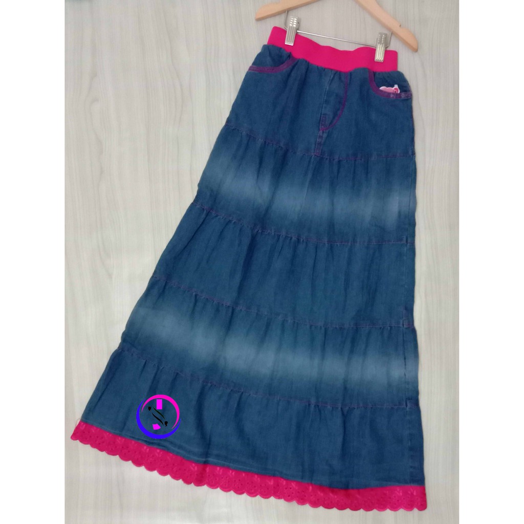 Rok Jeans Panjang Anak Perempuan  (Polos)/Rok Jeans/Rok Anak Perempuan