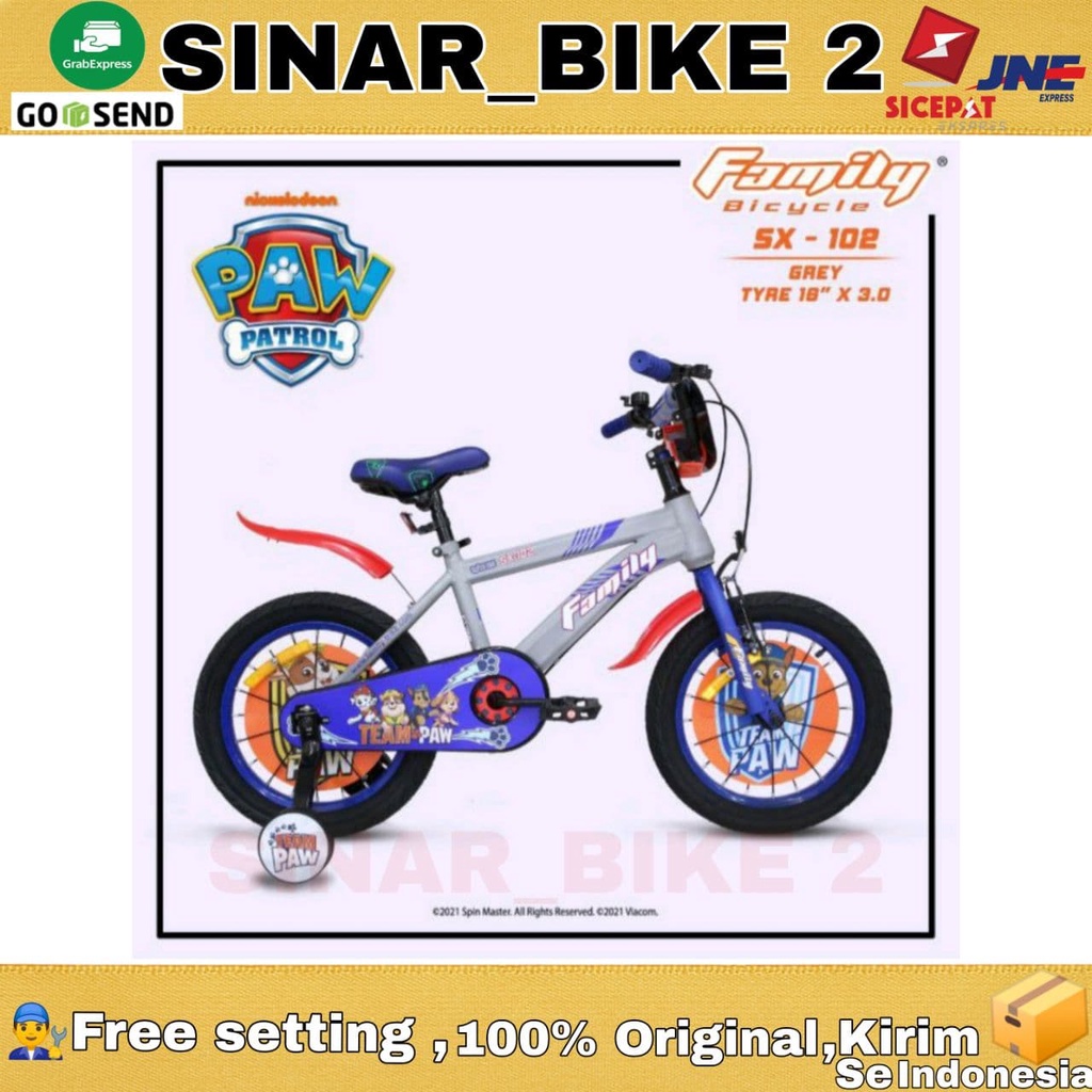 Sepeda Anak Laki Bmx 12 16 Inch Family SX-102  Paw Patrol