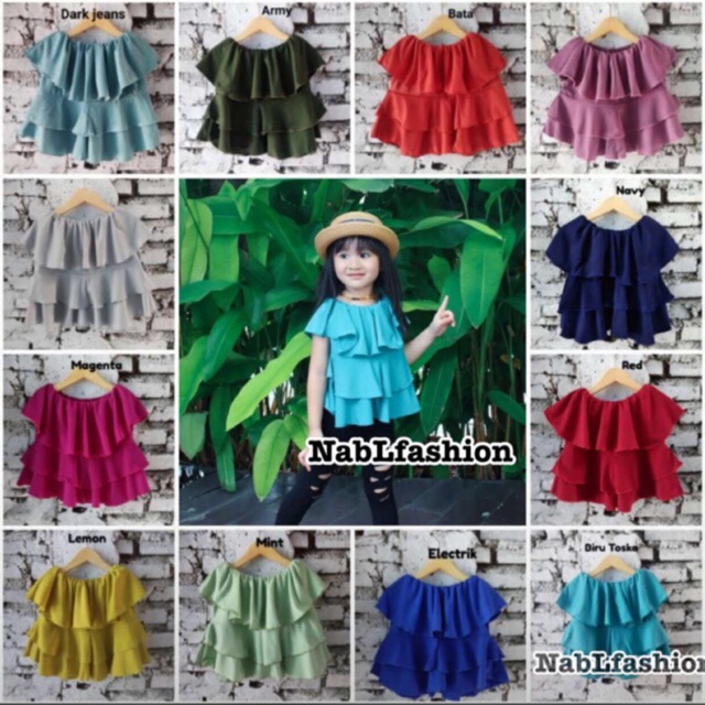 Sabrina layer 3 in 1 untuk anak usia 2-4 tahun nablfashion / sabrina jersey / blouse remple anak