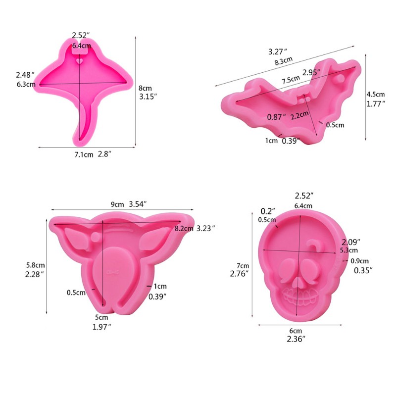 Cetakan Resin Diy Bentuk Kelelawar / Tengkorak Bahan Silikon Untuk Dekorasi Halloween