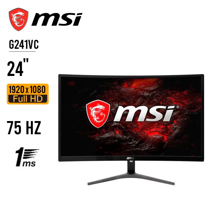 MSI Optix G241VC 24 Inch Curved Gaming Monitor - 1080p FHD 75Hz 1mss-0