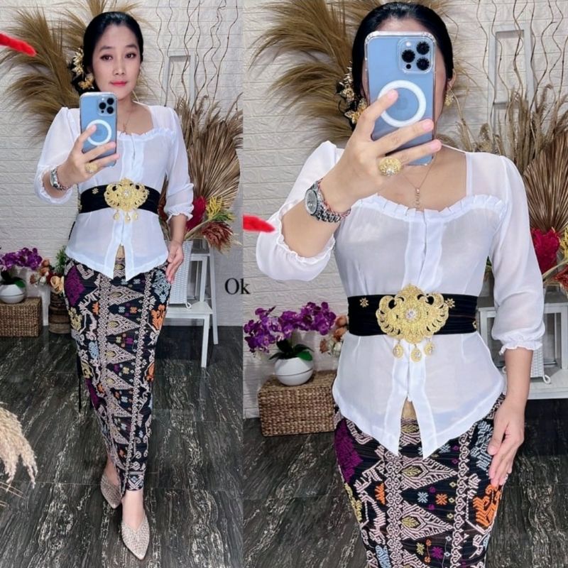 Kebaya bali jadi sifon yoryu pipil lengan karett (atasan kebaya saja)