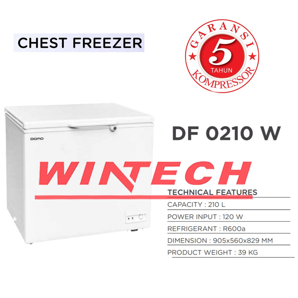 Chest Freezer DOMO BY MODENA DF-0210 W 210 liter Box pendingin - lemari Pendingin - 200 Liter