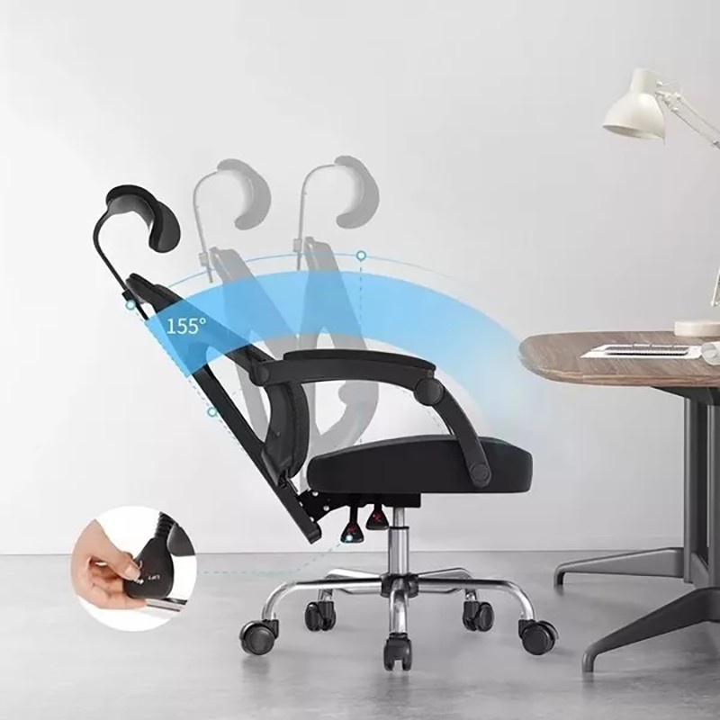 HBADA Kursi Kantor Ergonomic Office Chair Lumbar Support - HDNY164WM - Black White