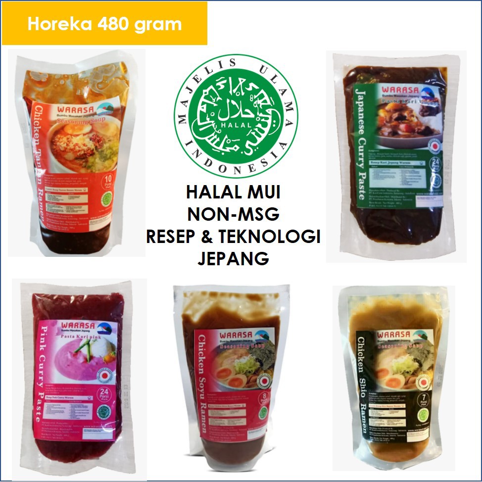 

6pcs Warasa Bumbu Halal Jepang Horeka Japan Curry / Pink Curry / Shio / Shoyu / Tantan Ramen 480 gr