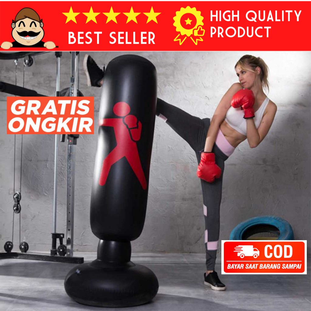 ALAT SAMSAK TINJU SANSAK ANGIN BERDIRI STANDING LATIHAN OLAHRAGA BOXING BELADIRI TENDANG TAEKWONDO