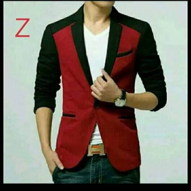 Jas Merah Kombinasi Hitam