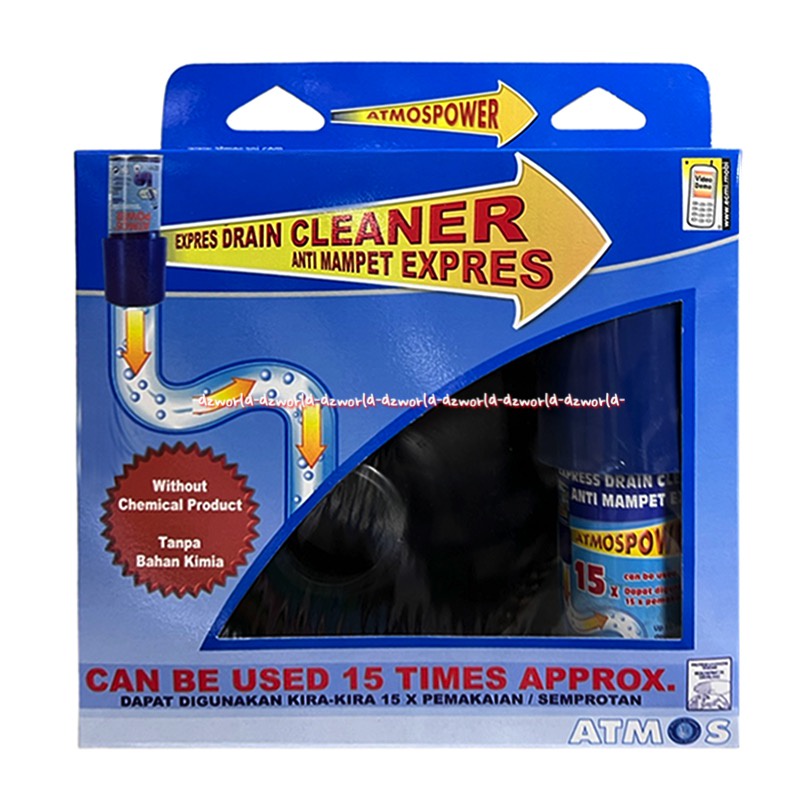 Atmos Power Express Drain Cleaner Alat Pembersih Anti Mapet Express Untuk Toilet Wc Tempat Cuci Piring Mampet Tersumbat Atmospower 1set dengan Alat Permbersih Saluran Pipa