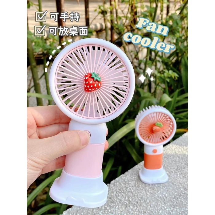 Kipas Angin Genggam Bunga Portable Mini Fan Sleding + Cermin + Tali Gantungan