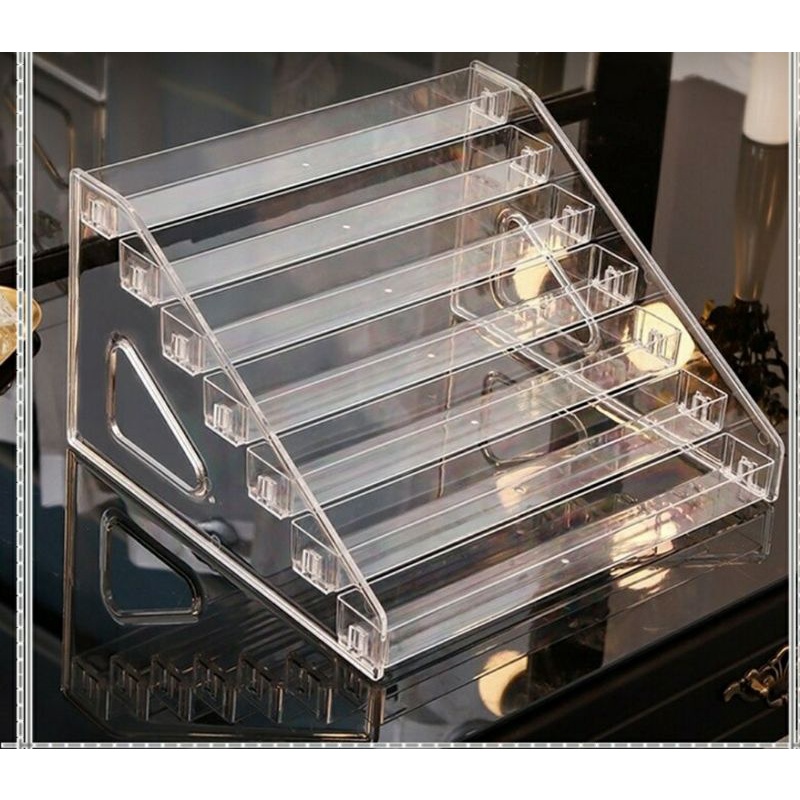 rak kutek 7 tingkat rak akrilik bening rak make up rak orginizer qqnailku