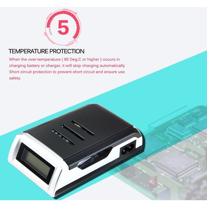 Taffware Smart Intelligent LCD 4 Slot Charger Baterai for AA AAA NiMh