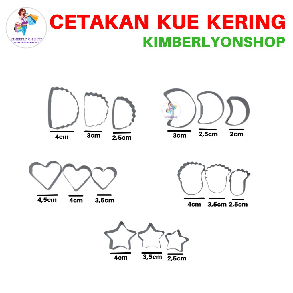 Kimberlyonshop Cetakan Kue Kering Set 1 Pak isi 15 Pcs