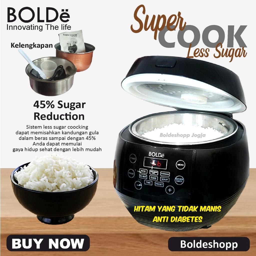 Jual BOLDe Rice Cooker Less Sugar 1 Liter Digital Rice Cooker Less