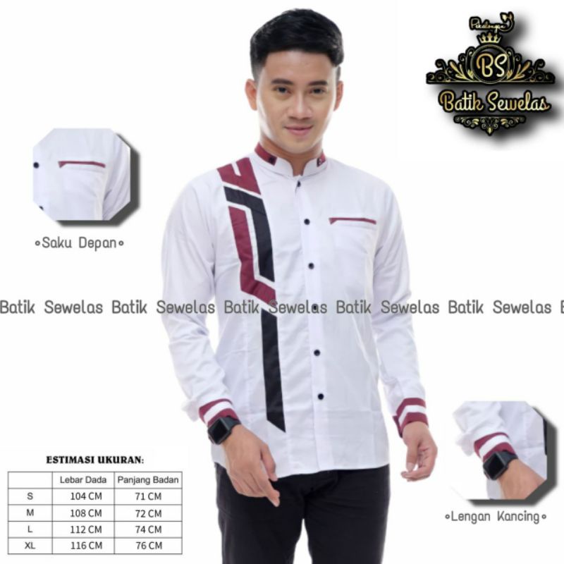 BAJU KOKO TERBARU KOKO MODERN KOKO MOTIF SINERGI KOKO HADROH HILWA-Sinergi List Marun