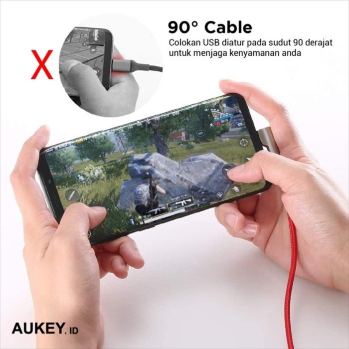 Kabel Data Aukey CB-CMD37 90º Braided Nylon / Kabel Charger USB C to C 1M