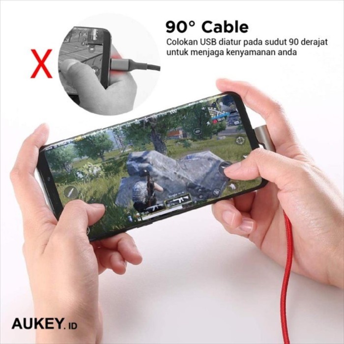 Aukey USB C TO C CB-CMD37 90º Braided Nylon 1M kabel data