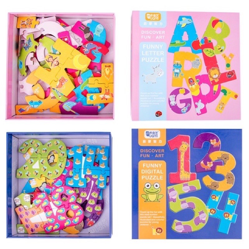 Alphabet puzzle - number puzzle - mainan edukasi anak - kado hadiah anak