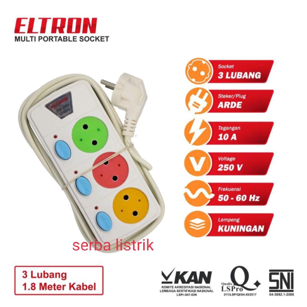 Stop Kontak Kabel Switch ON/OFF Eltron SNI