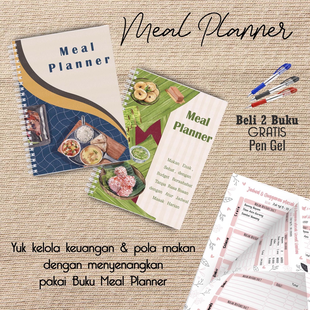 

Artomaringi Meal Planner / Jadwal Menu Hemat Harian Beli 2 Buku Gratis Pen Gel Kode MP08