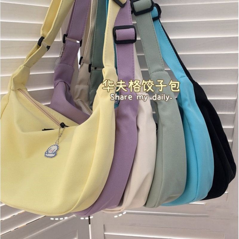 Asfour- Harazuku Bag Slingbag Tas Selempang Bahu PU LEATHER Wanita Pria Remaja Polos Korean Style  Tas Selempang Polos Slingbag Wanita Remaja Cute Korean