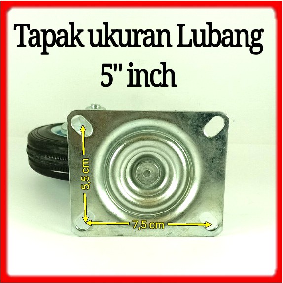 Roda Troli 5&quot; Hidup  Roda Karet 5 inch Roda Etalase Roda Gerobak