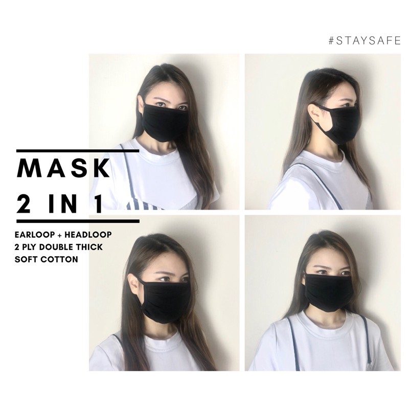 MASKER KAIN / MASKER TALI HIJAB / MASKER KATUN TEBAL/ MASKER SCUBA / MASKER EARLOOP HEADLOOP -TIPE C