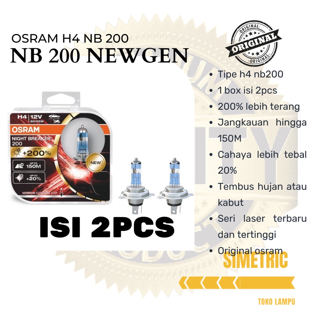 Osram H4 Nb200 Original Lampu Depan Headlamp Mobil H4 60/55 Watt Osram Nb200 Ori Made In Germany