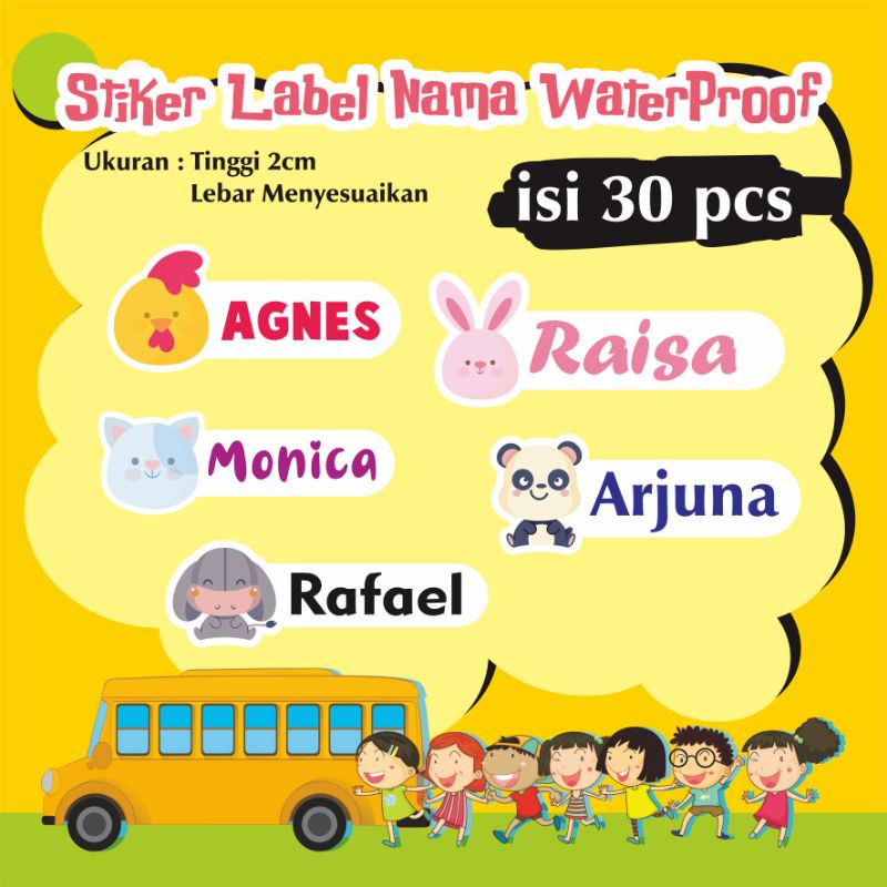 

STIKER LABEL NAMA WATERPROOF ( TEMA KW )