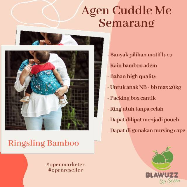 CuddleMe Ringsling Bamboo Gendongan Anak Kain Newborn Mshape Ergonomis SNI Aman BERGARANSI