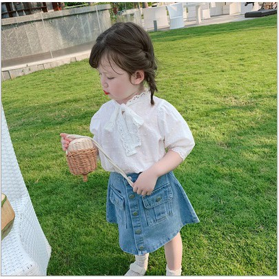 Dress Jeans Overall Anak Perempuan motif PITA RENDA JEANS Import Pakaian Anak Cewek 2-7 tahun