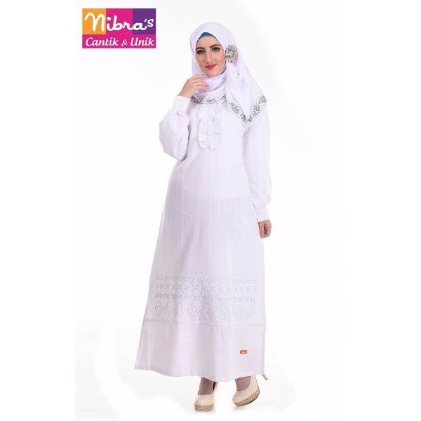 TERMURAH Baju Gamis Murah Nibras NB 126 Putih ORIGINAL Baju Muslim Wanita Terbaru