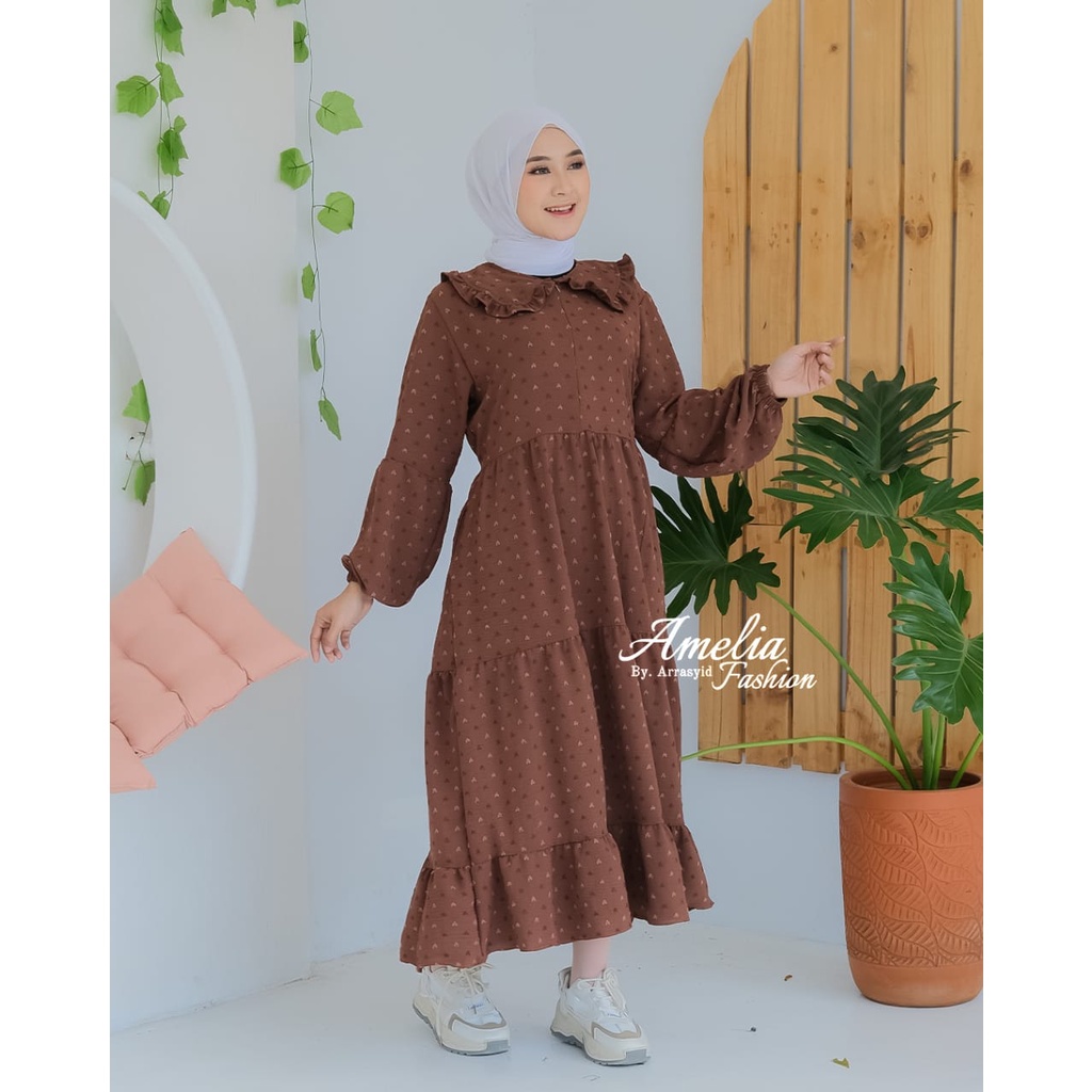 DRESS MIDI RUBI DAN MIDI SALUR ORI AMELIA CRINCKLE URUGIRI baju muslim kringkel crincle