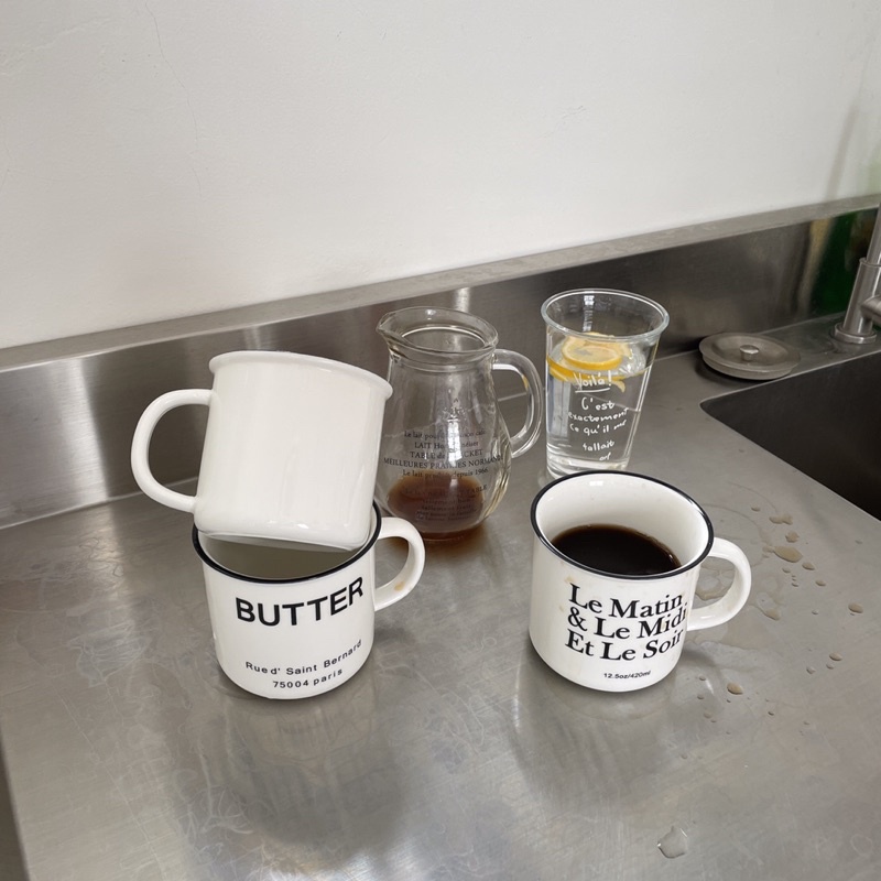 French Wording Mug | mug aesthetic korean mug le matin mug butter mug gelas unik gelas lucu gelas ho