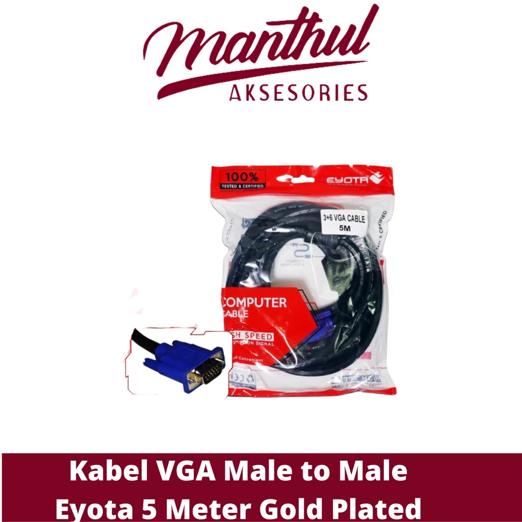 Kabel VGA Male to Male Eyota 5 Meter Gold Plated