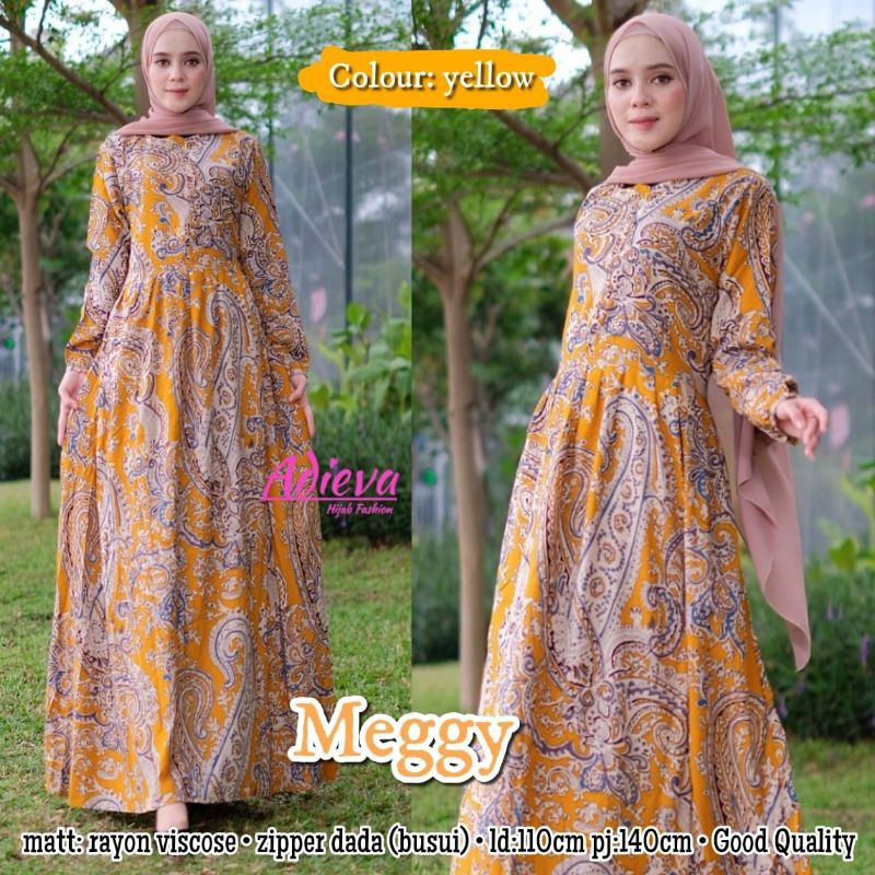Gamis Motif Meggy Dress Original Adieva Mat Rayon Viscose