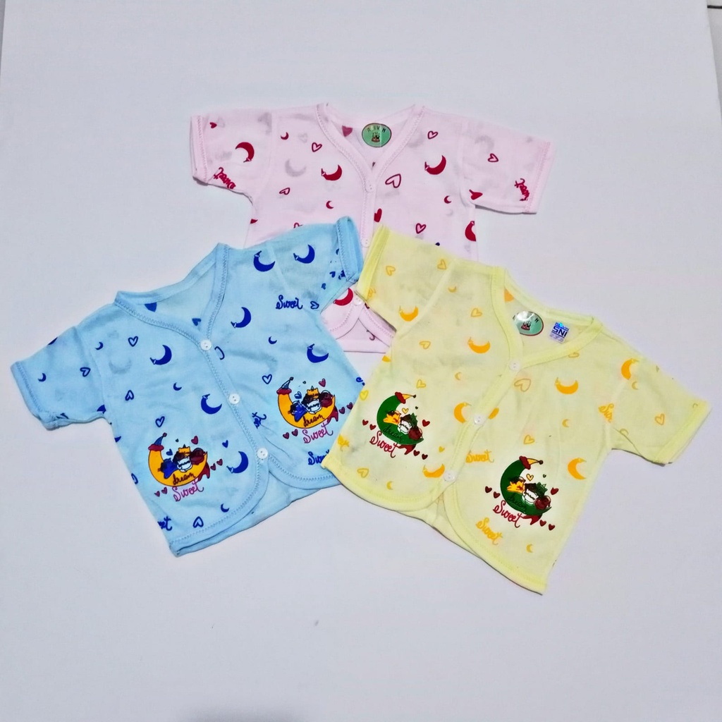 baju bayi lengan pendek lucu bahan katun bermotif bulan