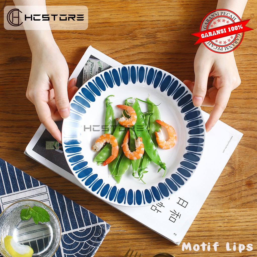 piring keramik makan bulat steak dan biasa 8 inch design jepang korea bisa untuk oven panggang-Piring Lips